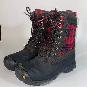 Keen Dry Snowden Black Red Plaid Lace Up Winter Weather Boot Lined